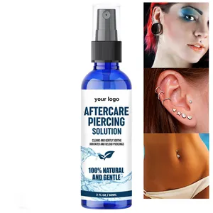 Saline Cleanser Spray | Gauges Ear Lobe Nose Lip Belly | Speed Up Recovery & Wash Natural Piercing Aftercare Mist Solution