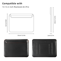 Nouveau Style PU cuir pochette pour ordinateur portable pour Macbook Pro 13 pouces pochette pour ordinateur portable sac en cuir avec support