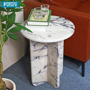 Table d'appoint ronde sophistiquée en marbre Table d'appoint en marbre Table d'appoint à thé pour café Bar Restaurant Espace <span class=keywords><strong>Salon</strong></span> ou Balcon - Product Image 1