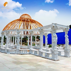 Sang trọng ngoài trời Vườn Tay Chạm Khắc lớn bằng đá cẩm thạch trắng hành lang <span class=keywords><strong>gazebo</strong></span> để bán - Product Image 3