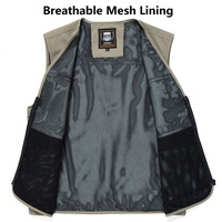Veste à manches en gros doublure en maille respirante été pêche voyage photo travail extérieur Safari poches multiples gilet de pêche pour hommes
