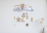 Écologique doux rose safari pépinière chambre suspendu animal ballon lapin feutre jouets bébé mobiles pour fille bebe