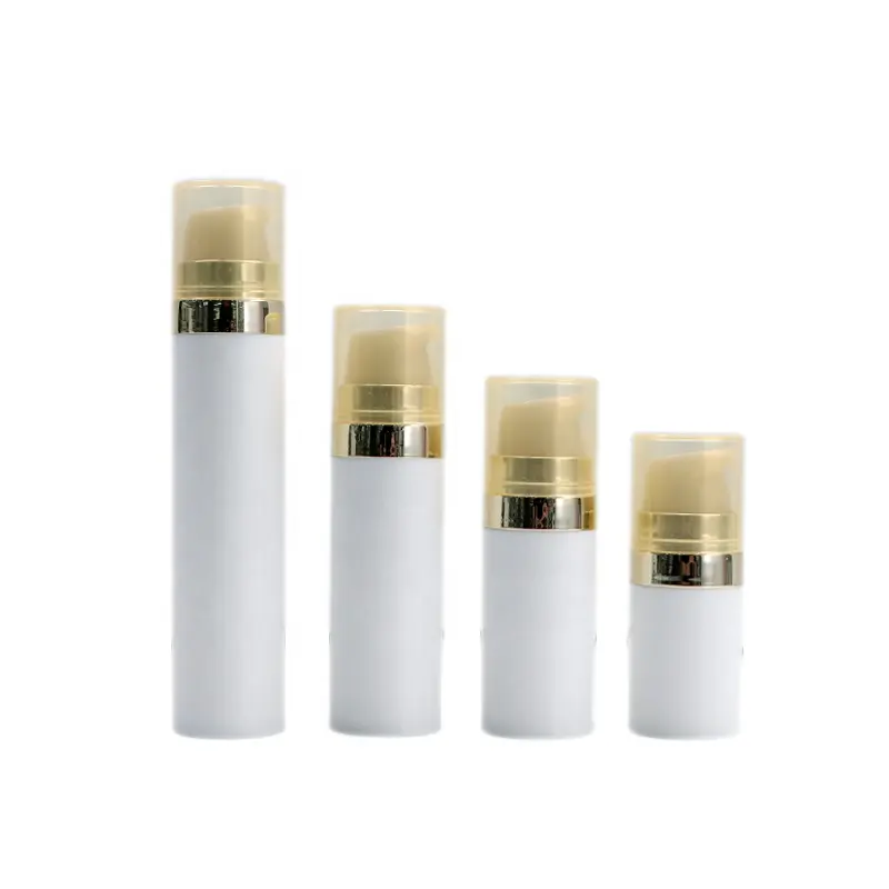 5ml 10ml 15ml 25ml su misura bianco iniezione di stampaggio a iniezione pompa airless bottiglia di plastica bianca rotonda lozione bottiglie