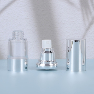 Botella <span class=keywords><strong>de</strong></span> plástico PET para cosméticos, bomba azul sin aire, 15ml-50ml, capacidad para loción, cuidado facial, suero, Perfume, serigrafía - Product Image 4