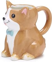 Mug en céramique 3D mignon en forme de Corgi, adorable tasse à café en forme de chien avec nœud papillon bleu