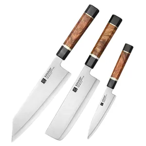 XINZUO 3 Pcs Chef Knife Set Japanese ZDP189 Powder Steel high end Kitchen Knives G10 padauk wood handle Gift Custom