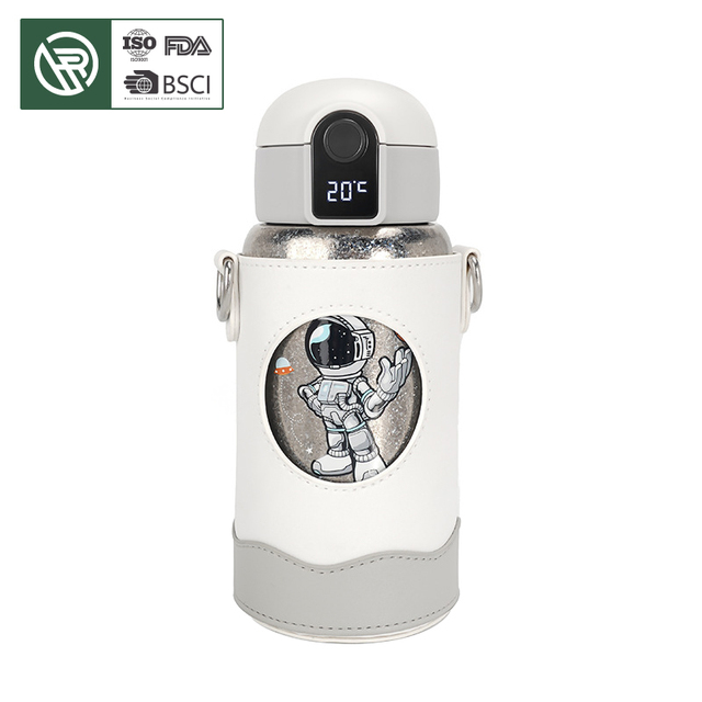 Pure Titanium Double-Layer Smart Thermos Cup 500ml Vacuum Insulated Water Bottle with LED Temperature Display for Kids School