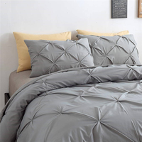 Vente flash, couvre-lit de luxe en microfibre 100% polyester, plissé à fleurs, froncé, pour lit queen, ensemble de housse de couette 4 pièces, pour la maison