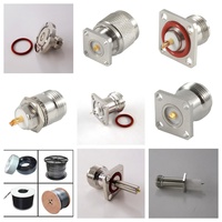 Connecteur coaxial RF N femelle étanche IP68 en laiton à bride carrée de 25,4 mm, isolateur apparent de 2 mm, broche de 20 mm, 50 Ohm