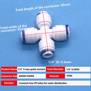 ข้อต่อไฮโฟลว์แบบกด HYNEON ขนาด 1/4 นิ้ว ผลิตจาก POM สีขาว แบบ 4 ทาง สำหรับเครื่องกรองน้ำ <span class=keywords><strong>RO</strong></span> ใช้ในบ้านและธุรกิจ - Product Image 6