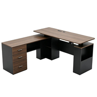 Bureau de direction professionnel réglable en hauteur en L avec un seul moteur, table de direction assis-debout avec tiroirs pour bureau de marque OEM