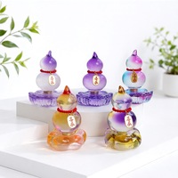 Ornement décoratif de bureau en verre émaillé Zibo fabriqué en Chine, base rotative en forme de lotus, gourde, parfait pour les cadeaux de fin d'année