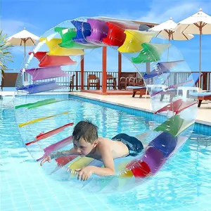 Outdoor Large Float Swimming Pool Water Colorful Float Toy Inflatable Roller Wheels