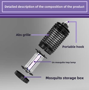 Piège à moustiques LED à lumière violette avec choc électrique haute tension, indice de protection IP33, 110V, pour usage intérieur dans les supermarchés et les hôtels - Product Image 6