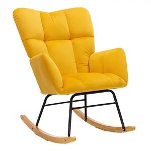 거실을 위한 우단 실내 장식품 금속 기초를 가진 이완 단 하나 악센트 안락 의자 의자를 위한 현대 흔들 의자