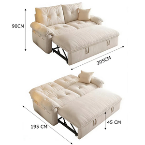 Nouveau modèle 2026 : Canapé-<span class=keywords><strong>lit</strong></span> convertible 2-en-1 style crème, pliable et multifonctionnel, pour petits espaces (simple ou double) - Product Image 5
