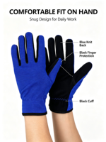 Gants de travail de sécurité bleu-noir en nylon, gants de protection industriels, de construction et de jardinage pour hommes et femmes