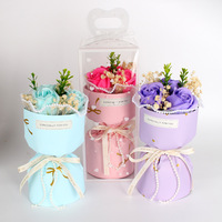 Fleurs de savon modernes promotionnelles Aida pour événements - Cadeaux réalistes en forme de rose en relief - Mini boîte cadeau personnalisable