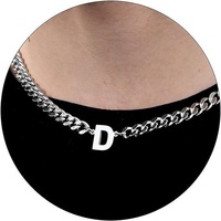 [Envío Inmediato] Collar de Cadena de Eslabones de Acero Inoxidable para Hombre, Estilo Deportivo, con Personalización de 26 Letras, Marca XF, Modelo XL241011