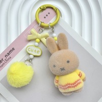 Porte-clés poupées lapin Miffy en peluche colorées en coton et polyester, pendentif mignon pour téléphone portable DIY, 8 cm, anti-stress, pour l'exportation
