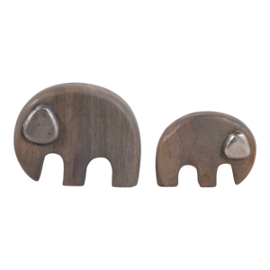 Figura de elefante de madera con orejas de metal para decoración de estanterías en el hogar u oficina - Product Image 4