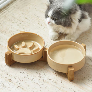 Qbellpet - Comedero Lento <span class=keywords><strong>de</strong></span> Cerámica <span class=keywords><strong>para</strong></span> Perros con Marco <span class=keywords><strong>de</strong></span> Madera, <span class=keywords><strong>Bebedero</strong></span> <span class=keywords><strong>para</strong></span> <span class=keywords><strong>Gatos</strong></span>, Accesorios <span class=keywords><strong>para</strong></span> Mascotas, Venta al por Mayor - Product Image 6