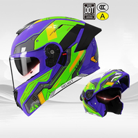 Casque de moto modulaire rabattable certifié DOT, en ABS, double visière, intégral, pour adultes, équipement de moto