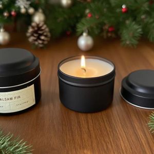 Bougie en cire de soja dans un boîtier métallique décoratif parfait, cire de soja pure <span class=keywords><strong>et</strong></span> biologique, pots de bougies aux huiles naturelles pour le salon - Product Image 1