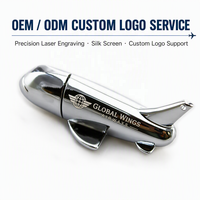 Flash Drive USB 2.0 Bentuk Pesawat Terbuat dari Logam dengan Logo Custom, Hadiah Penerbangan Kreatif Baru 8GB/16GB/32GB/64GB/128GB