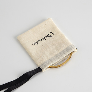 Custom Logo Mini Pouch Recyclable Linen Cotton Muslin Thick Jewelry Pouch for Necklace Earring <b>Rings</b> Packing - Product Image 4