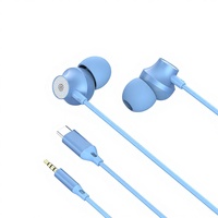 Écouteurs filaires intra-auriculaires TPE avec interface 3,5 mm/Type-C, cordon de 1,2 m, contrôle par fil pour téléphone portable, subwoofer, écouteurs, vente en gros