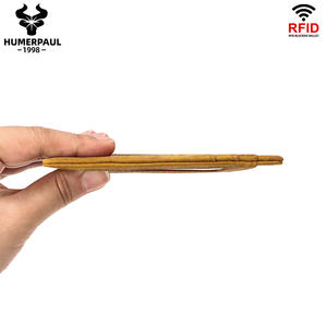 Porte-cartes de crédit RFID portefeuille de cartes d'identité en cuir <span class=keywords><strong>Crazy</strong></span> Horse mince avec souhaits de papa/maman pour fils poche avant minimaliste - Product Image 2