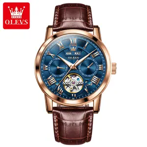 OLEVS-6668 Luxury Fashion Alloy Case Complete Date Mechanical Watches Water Resistant Luminous Mechanical Watches