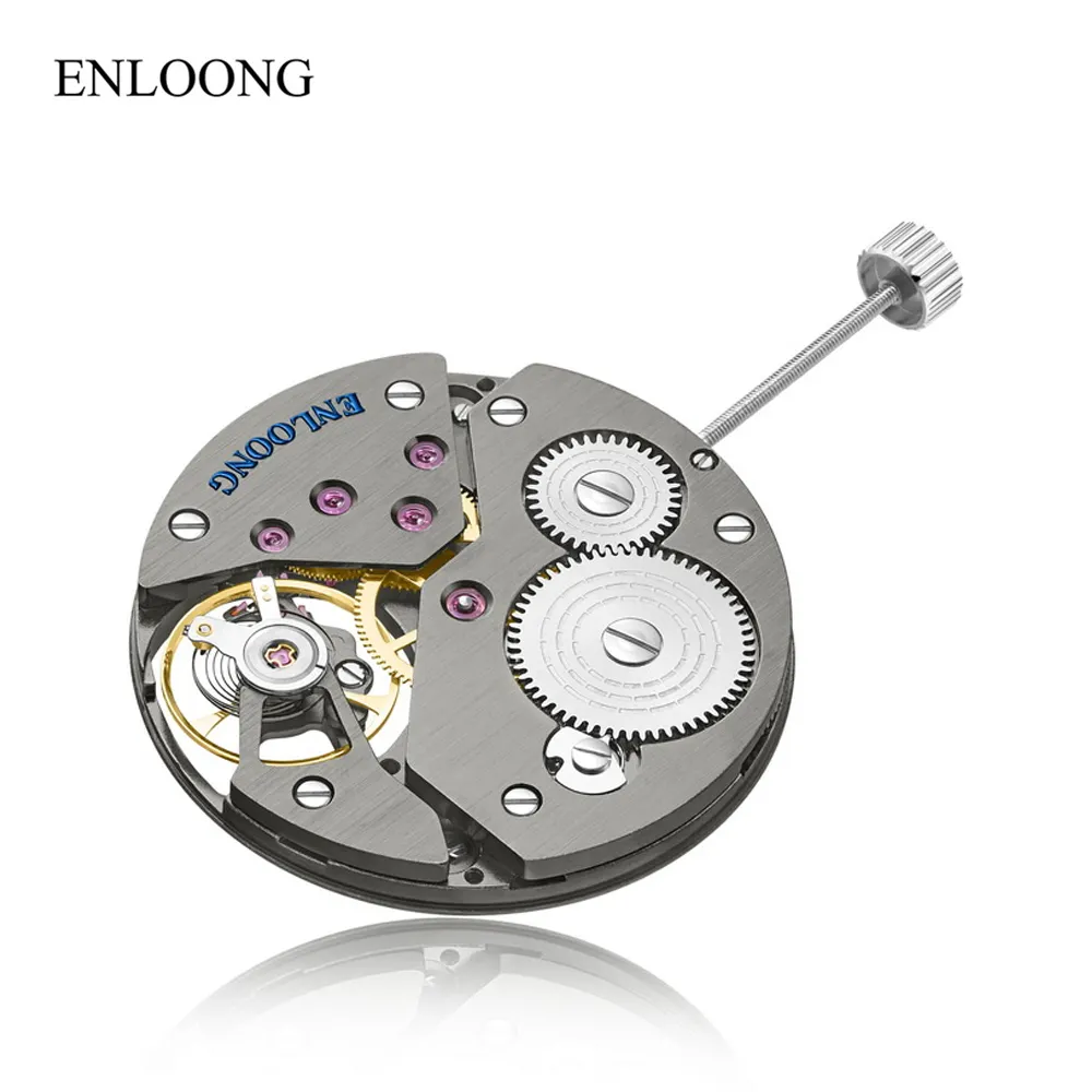 ENLOONG Custom Logo Mechanical Wristwatch Movement Visible Balance Wheel Watch Movement Clone 6497 6498 Movement Black