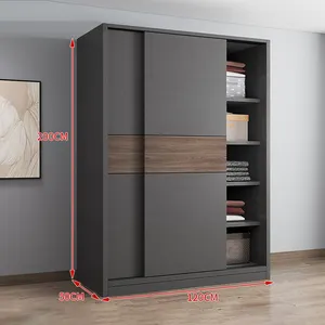 Armoire pour chambre à coucher, grand rangement, largeur 120cm, meubles de chambre à coucher, porte battante, porte coulissante, armoire