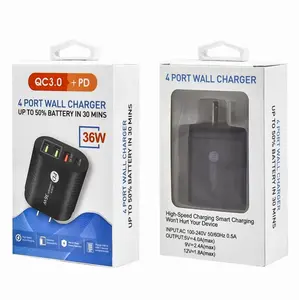 top sellers 2023 Multi Ports multifunction Charger Adaptor Mobile Phone EU US plug 36W Fast charging USB Wall Charger