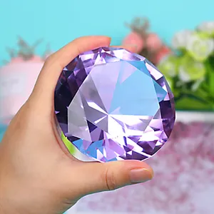 Paperweight Custom Colorful Custom 30MM 40MM 50MM 80MM Engraved Glass Gem Cut Paper Weight Crystal Glass Diamond Paperweight