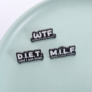 Spilla Smaltata <span class=keywords><strong>con</strong></span> Humor Alimentare Abbreviato, Badge 'WTF Where Is the Food', 'D.I.E.<span class=keywords><strong>T</strong></span> Did I Eat That', Gioiello Regalo - Product Image 1