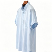 Chemise Polo Homme à Col Mandarin, Manches Courtes, Demi-Boutonnage, Style Henley, avec Poche, Coupe Ample, Manches Roulées, Décontractée, Tissée, pour l'Été