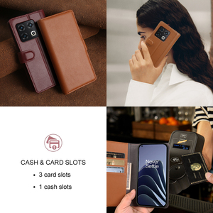 Étui portefeuille à rabat en cuir véritable, avec fente pour cartes, support, protection antichoc pour <span class=keywords><strong>OnePlus</strong></span> 10 11 12 13T 15 Ace <span class=keywords><strong>Nord</strong></span> - Product Image 4