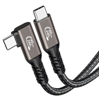 Câble USB 4.0 Type C à angle droit de 1 m, mâle vers mâle, 240 watts, 40 Gbps, 8K 60 Hz