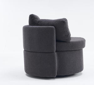 Fauteuil pivotant et de rangement moderne en tissu avec coussin de dossier pour salon, bureau à domicile et hôtel, gris foncé - Product Image 2