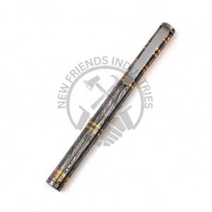 Bolígrafo Hecho a Mano Personalizado de Alta Calidad, Fusión Atemporal de Latón y Acero de Damasco, Diseño Armonioso de Alta Calidad - Product Image 1