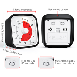 Temporizador de tiempo OEM Yunbaoit Pomodoro silencioso temporizador de cuenta regresiva de cocina de 60 minutos temporizador de estudio de productividad Visual para niños y adultos - Product Image 5
