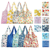 Nouveau sac de courses carré pliable grande capacité, écologique, 45x65cm, créatif, portable, en polyester imprimé, pour le rangement