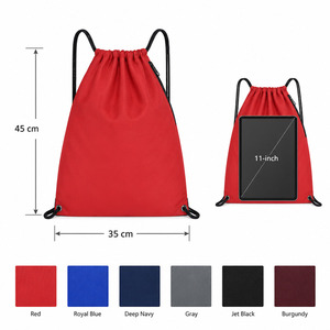 Sac à dos à cordon personnalisé avec logo, OEM ODM, vente en gros directe d'usine et en vrac, sacs en nylon léger avec poche latérale zippée, marque privée - Product Image 2