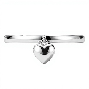 Bague en argent 925 en forme de cœur, design simple et romantique, unisexe, à porter au quotidien - Product Image 1