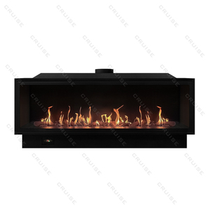 Crociera contemporanea 1524x380mm presa diretta in acciaio soggiorno interno 60 pollici telecomando camino a Gas naturale - Product Image 2