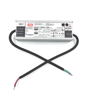 MeanWell HLG-120H-12A beralih 120W 80W 100W 185W 240W 320W 480W 600W tahan air Power Supply 12V 24V 36V 48V Ac Dc Driver LED