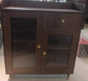 Buffet nordique moderne avec poignées métalliques, rangement multifonctionnel mural intégré, meuble à thé pour salon - Product Image 4